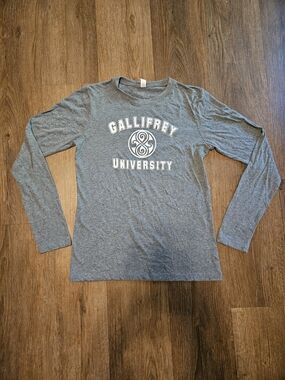 Gray Gallifrey University Long Sleeve Tee Shirt Dr Who Theme Women's Medium